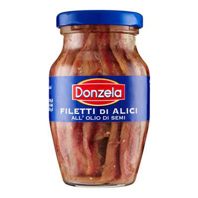 DONZELA FILETTI DI ALICI ALL'OLIO DI SEMI VASO DI  VETRO GR.